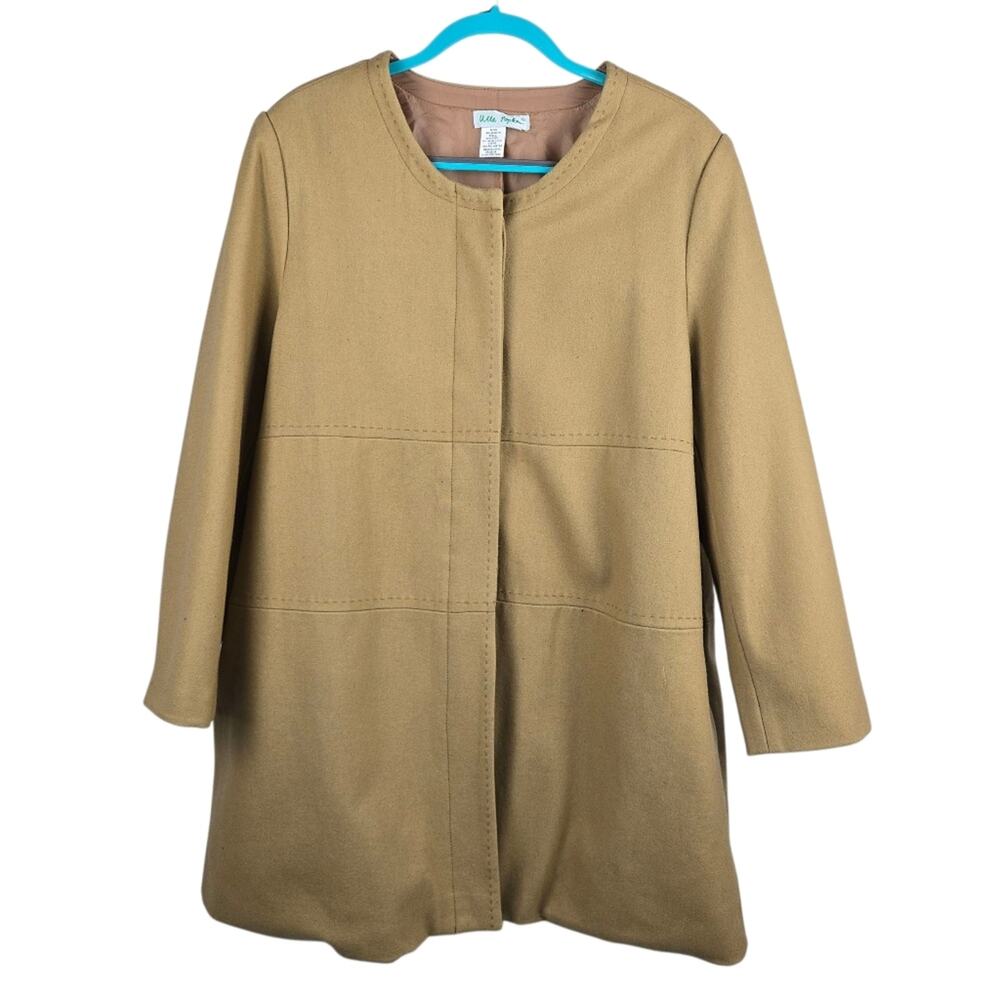 Ulla Popken Wool Blend Coat Vintage Y2K Camel Tan 16/18